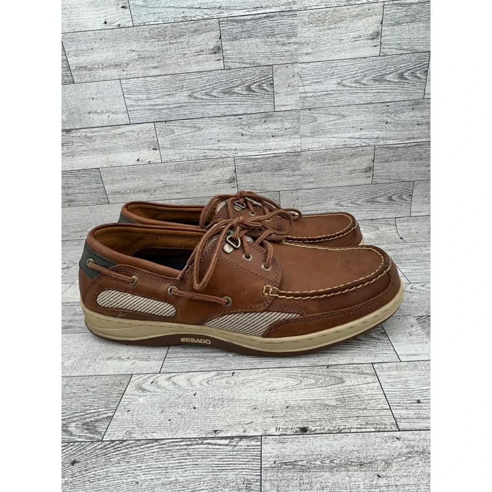 Sebago Clovehitch II Amber Gold Leather Boat Shoes Men Sz 13W Wide Deck Shoe